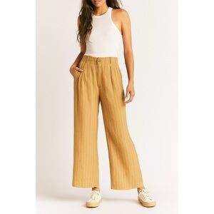 NWT Free People Linen Blend Pink Pinstripe Wide-Leg Trouser Style Pants